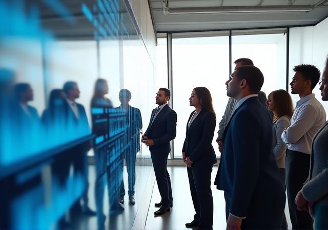 Professional team reviewing automated dashboard metrics