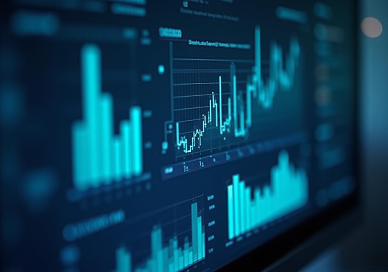 Modern AI-driven analytics dashboard interface displaying real-time business metrics
